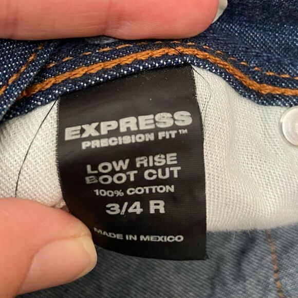 Express Precision Fit Jeans Dark Blue Size 3/4 - Picture 8 of 9